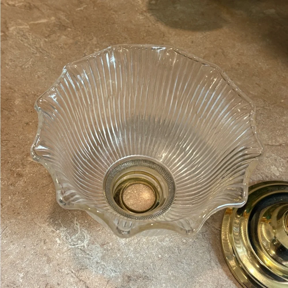 Vintage Partylite Table Lamp - Clear Glass & Gold approx 14” length - Picture 3 of 8